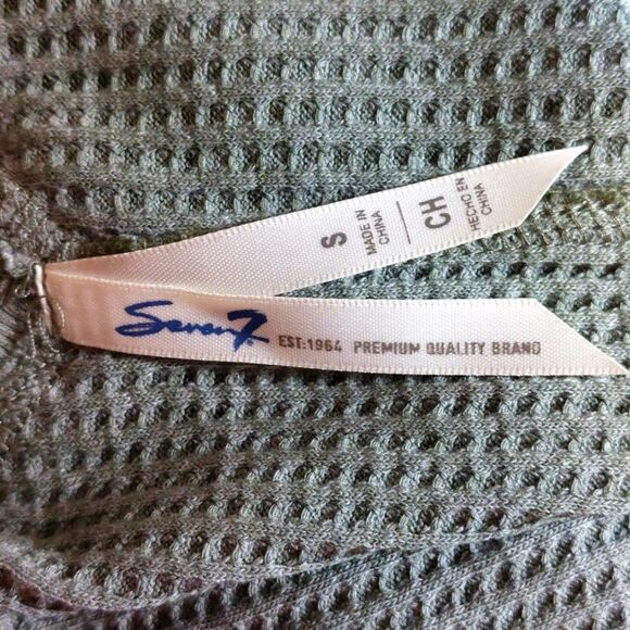 Seven7 Women's Oversized Drop-Shoulder Waffle Cotton  Top Heathered Grey-Olive - Picture 8 of 10